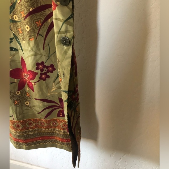 R&K Originals|Vintage tropical floral maxi dress with side buttons & side slit• - Picture 6 of 13